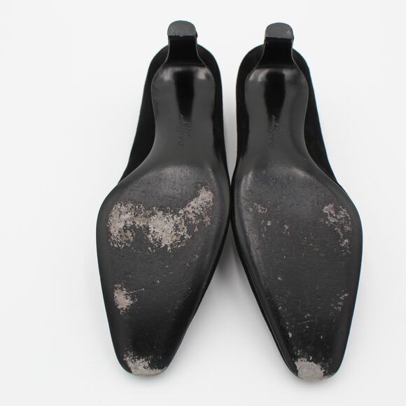 Ferragamo Pumps Womens Size 9 AA Narrow Black Suede Kitten Heel Y2K Vintage - Picture 9 of 12